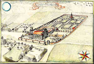 Closter Strentz der PP. Carmeliter die es nach dem brand wieder erbaut - Klasztor Karmelitów, widok z lotu ptaka